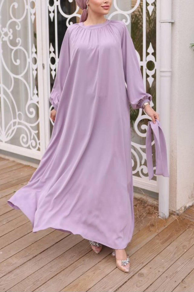 Vestido Estilo Abaya Manga Elástica