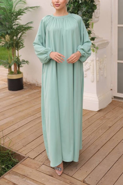 Vestido Estilo Abaya Manga Elástica