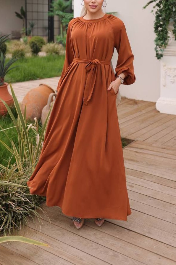 Vestido Estilo Abaya Manga Elástica