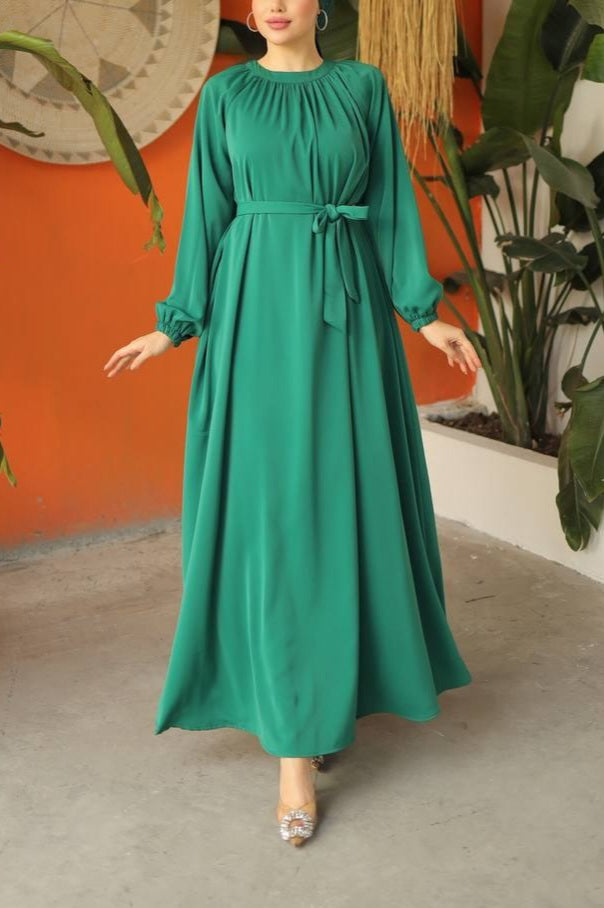 Vestido Estilo Abaya Manga Elástica