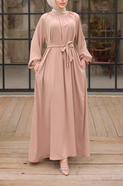 Vestido Estilo Abaya Manga Elástica