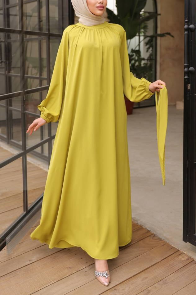 Vestido Estilo Abaya Manga Elástica