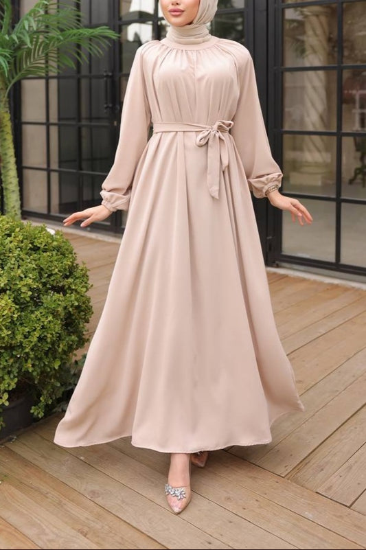 Vestido Estilo Abaya Manga Elástica