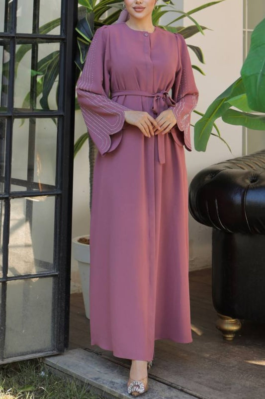 Abaya à manches style fleur